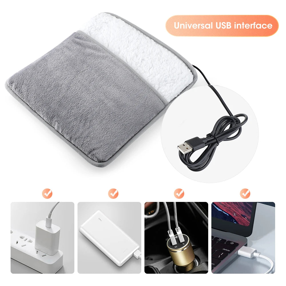 USB Electric Foot Warmer – Soft Plush Heating Pad with Dual-Sided Heat