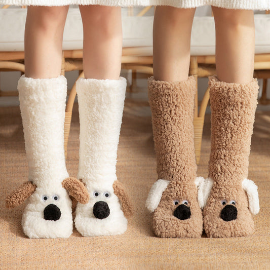 Cute Cartoon Dog Floor Socks Winter Warm Non-slip Socks