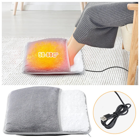 USB Electric Foot Warmer – Soft Plush Heating Pad with Dual-Sided Heat